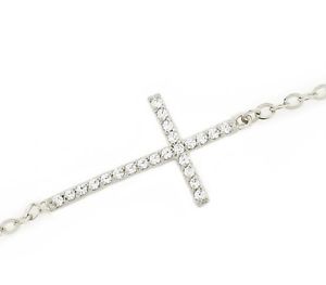 【送料無料】ブレスレット アクセサリ― スターリングシルバークロスブレスレットホワイトブレスレットアジャスタブルsterling silver cross bracelet 925 white cz bracelet adjustable 17,8 20,3 cm