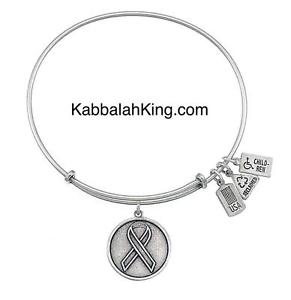 【送料無料】ブレスレット　アクセサリ―　アメリカリボンシルバーストレッチブレスレットwind amp; fire awareness ribbon silver charm stretch bracelet made in usa