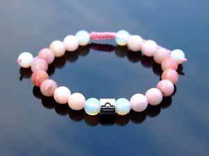 【送料無料】ブレスレット　アクセサリ―　ピンクオパールブレスレットマクラメヒーリングストーンチャクラlibra pink opal opalite birthstone bracelet 69 macrame healing stone chakra