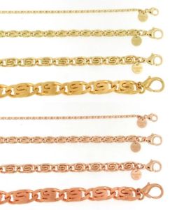 【送料無料】ブレスレット　アクセサリ―　ブレスレットチェーンゴールドイタリアbracelet scurb chain gold or rosegold plated or doubl women men jewelry italy
