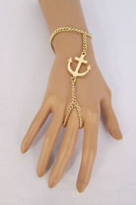 【送料無料】ブレスレット　アクセサリ―　アンカーブレスレットスレーブリングゴールドトレンドチェーンanchor women chain charm bracelet hand jewelry slave ring gold trend