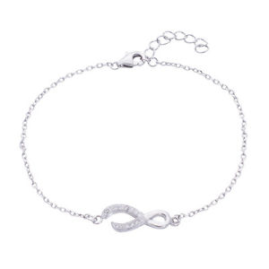 【貨物輸送無料】腕輪 付属物― スターリングシルバーリボンブレスレットsilverly 925 sterling silver cz infinity ribbon bracelet, 1725 珊