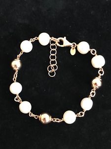 【送料無料】ブレスレット　アクセサリ―　イタリアデザイナーブロンズメッキシルバーパールブレスレットperlaviva, by italian designer milor bronze plating on silver, pearl bracelet