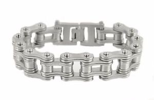 【送料無料】ブレスレット　アクセサリ―　ダブルメンズステンレススチールリンクチェーンブレスレットアメリカmens stainless steel double link brushed bicycle chain bracelet usa seller