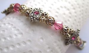 【送料無料】ブレスレット　アクセサリ―　オリジナルシルバーブレスレットデコクリスタルパールピンクoriginal silver bracelet bijou deco engraved crystal pearl pink 3125 14,425円