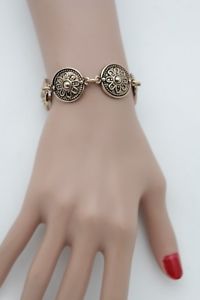 【送料無料】ブレスレット　アクセサリ―　アンティークゴールドチェーンフラワーファッションジュエリーブレスレットfun women antique gold metal chain flower charms fashion jewelry bracelet
