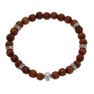 【送料無料】ブレスレット　アクセサリ―　ブレスレットクリスタルbracelet skulls small 925 wood bayong amp; crystal wood skull