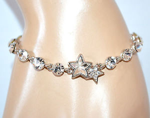 【送料無料】ブレスレット　アクセサリ―　ブレスレットシルバークリスタルレディーステニスラインストーンbracelet silver crystals ladies tennis charms stars rhinestone jewelry a56