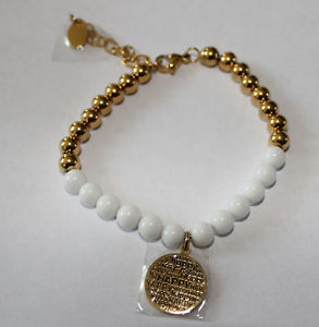 【送料無料】ブレスレット　アクセサリ―　womensブレスレットステンレスイエローホワイトペンダント 4201670womens bracelet stainless steel yellow jade white pendant happy 4201670