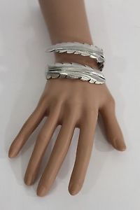 【送料無料】ブレスレット　アクセサリ―　レディースシルバーメタルリーフブレスレットファッションジュエリーロング womens silver metal leaf bracelet wrist fashion jewelry long