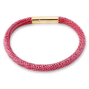 【送料無料】ブレスレット　アクセサリ&mdash;　スチールレディースドットピンクレザーブレスレットtribal steel 19cm ladies dotted pink leather bracelet｜hokushin 14,186円