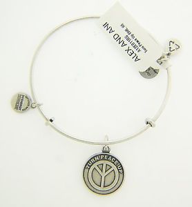 【送料無料】ブレスレット　アクセサリ―　アレックスシルバーブレスレットアップ alex and ani turn peace up charm rigid bracelet with silver finish