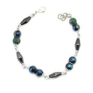 【送料無料】ブレスレット　アクセサリ―　アルミニウムヘマタイトダークグリーンロングブレスレットbracelet the aluminium long 19 cm with hematite and crystal dark green