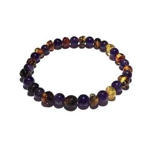【送料無料】ブレスレット　アクセサリ―　グリーンバルトアメジストストレッチブレスレット100 genuine certified adult layla green baltic amber amethyst stretch bracelet