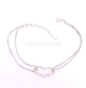 【送料無料】ブレスレット　アクセサリ&mdash;　ファッションブレスレットソリッドシルバーボックスチェーンfashion1uk 163cm heart love charm bracelet 925 solid silver box chain｜hokushin