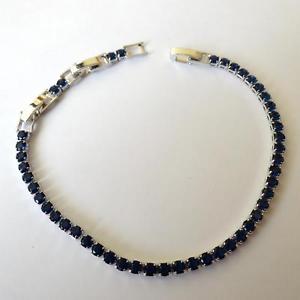 【送料無料】ブレスレット　アクセサリ―　サファイア1719テニスシルバー 21cm 255vtennis bracelet man woman silver colour with blue sapphires 17 19 21 cm 255 v 14,804円