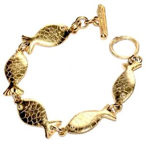 【送料無料】ブレスレット　アクセサリ―　オリジナルブレスレットデザイナーメッシュoriginal bracelet gold coloured designer fish mesh 18cm bijou