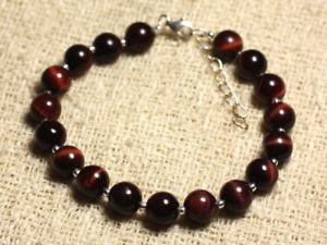 【送料無料】ブレスレット　アクセサリ―　925semi 8mm925 silver bracelet and semi precious stone 8mm bulls eye
