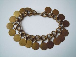 【送料無料】ブレスレット　アクセサリ―　ブレスレットラウンドスライドold messingfarbenes bracelet with round slide 16,4 glength 18 cm