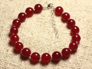 【送料無料】ブレスレット　アクセサリ―　シルバーブレスレット925 silver bracelet and stonered jade 8mm