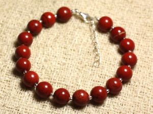 【送料無料】ブレスレット　アクセサリ―　シルバーブレスレットレッドジャスパー925 silver bracelet and semi precious stonered jasper 8mm