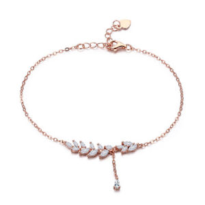 【送料無料】ブレスレット　アクセサリ―　スターリングシルバーブレスレットローズゴールドメッキチェーンツリー925 sterling silver bracelet with rose gold chain plating tree leaves