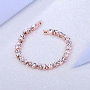 【送料無料】ブレスレット　アクセサリ―　カラーローズゴールドレディーステニスブレスレットexclusive ladies tennis bracelet in the colour rose gold length 18cm