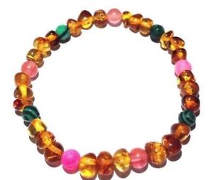 【送料無料】ブレスレット　アクセサリ―　バルトfleurクオーツピンクマラカイトブレスレットukadult fleur honey baltic amber quartz pink agate malachite stretch bracelet uk