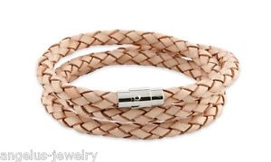 【送料無料】ブレスレット　アクセサリ―　ブレスレットalraune, bracelet en cuir riva , nature, 58 cm, acier inoxfermoir magntique