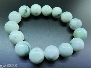 【送料無料】ブレスレット　アクセサリ&mdash;　グリーン ブレスレット14mmfine chinese green jade jadeite smooth bead bracelet 14mm｜hokushin