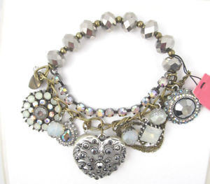 【送料無料】ブレスレット　アクセサリ&mdash;　ドルジョンソンクリスタルストレッチブレスレット55 betsey johnson whiteout heart and crystal charm stretch bracelet｜hokushin 14,186円
