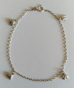 【送料無料】ブレスレット　アクセサリ―　メッシュアンクレットankle bracelet in solid silver with meshconvict charms elephants