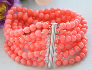 【送料無料】ブレスレット　アクセサリ&mdash;　ピンクaaaa8row 756mmreal 8row 75 6mm round pink coral bead bracelet magnet aaaa｜hokushin
