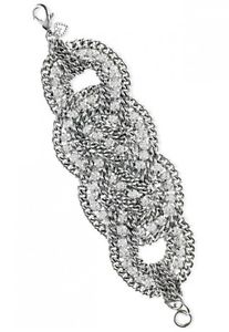 【送料無料】ブレスレット　アクセサリ&mdash;　ドットペトラシルバープレートチェーンクリスタルブレスレットstella dot petra braided silver plate chain crystal statement bracelet,authentic｜hokushin 15,584円