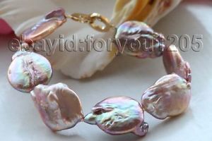 【送料無料】ブレスレット　アクセサリ&mdash;　85 26mmkeshiパールブレスレット14kf195685 genuine natural 26mm purple reborn keshi pearl bracelet 14k f1956｜hokushin
