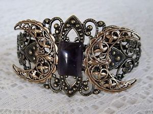 【送料無料】ブレスレット　アクセサリ&mdash;　アメジストトリプルムーンカフブレスレットamethyst triple moon cuff bracelet, wiccan pagan wicca goddess witch witchcraft｜hokushin 14,985円