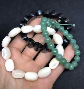 【送料無料】ブレスレット　アクセサリ&mdash;　3 jb266listingvintageアジアガラスブレスレットロット listingvintage chinese asian glass bead stretchy bracelet peking lot of 3 jb266｜hokushin