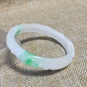 【送料無料】ブレスレット　アクセサリ&mdash;　57mmラベンダーブレスレットg3857mm natural lavender green jadeite handcarved flower design jade bracelet g38｜hokushin