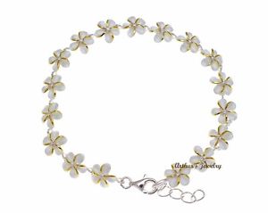 【送料無料】ブレスレット　アクセサリ―　925 スターリングハワイplumeriaブレスレット925 sterling silver hawaiian plumeria flower bracelet with apertures