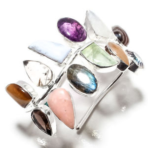 【送料無料】ブレスレット　アクセサリ&mdash;　ムーンストーンピンクオパールカフprehnite,moonstone,pink opal 50 gm gemstone jewelry adjustable cuff ad394｜hokushin