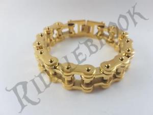 【送料無料】ブレスレット　アクセサリ―　ステンレスオートバイチェーンブレスレットバイクモーターバイクmensゴールドstainless steel motorcycle chain biker bracelet bike motorbike mens gold