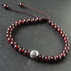 【送料無料】ブレスレット　アクセサリ―　メンズブレスレットガーネットスターリングシルバービーズmens women braided bracelet 55mm garnet sterling silver om buddhism bead 1019
