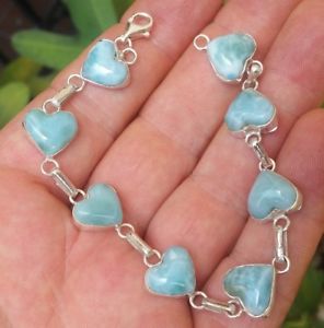 【貨物輸送無料】腕輪 付属物― larimar925スターリングbracelet ha29blue heart larimar stones 925 sterling silver  bracelet ha29