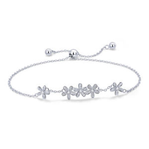 【送料無料】ブレスレット　アクセサリ&mdash;　テニスチェーンフジサンケイビジネスブレスレットスターリングシルバーtennis bracelet sterling silver with chain adjustable 925 marguerite｜hokushin 14,585円