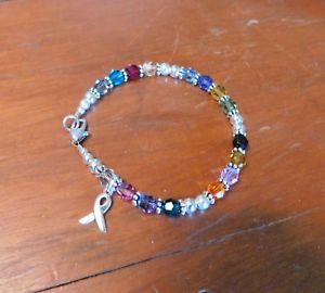 【送料無料】ブレスレット　アクセサリ&mdash;　ブレスレットスワロフスキークリスタルスターリング listing cancer awareness bracelet made with swarovski crystals 925 sterling｜hokushin