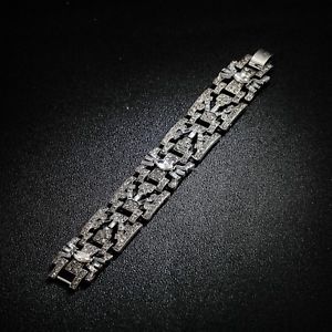 【送料無料】ブレスレット　アクセサリ&mdash;　シルバーブレスレットアールデコスクエアビンテージシンクラスsilver bracelet art deco square vintage filigree thin class wedding ct3｜hokushin 15,584円