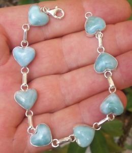 【貨物輸送無料】腕輪 付属物― larimar925スターリングbracelet ha30blue heart larimar stones 925 sterling silver  bracelet ha30