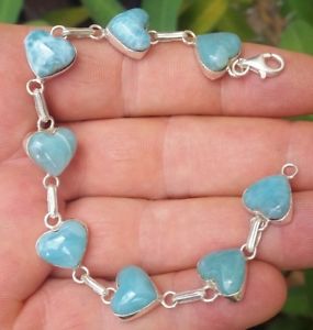 【貨物輸送無料】腕輪 付属物― larimar925スターリングbracelet ha21blue heart larimar stones 925 sterling silver  bracelet ha21