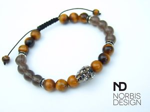 【送料無料】ブレスレット　アクセサリ&mdash;　69インチゴムスワロフスキーブレスレットmens tigers eyesmoky skull bracelet with swarovski crystal 69inch elasticated｜hokushin