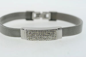 【送料無料】ブレスレット　アクセサリ―　ステンレススチールメッシュクリスタルラインストーンブレスレット105mm stainless steel mesh crystal rhinestone bracelet